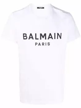 Футболка с логотипом Paris и принтом Balmain, белый
