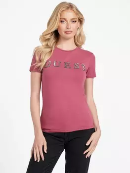 Футболка с логотипом Pepper Rhinestone Guess Factory, цвет Envy Pink