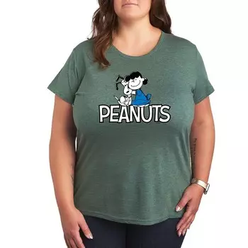 Футболка с логотипом Plus Peanuts Snoopy And Lucy Licensed Character, цвет Heather Green