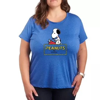 Футболка с логотипом Plus Peanuts Snoopy Typing Licensed Character, цвет Heather Royal Blue
