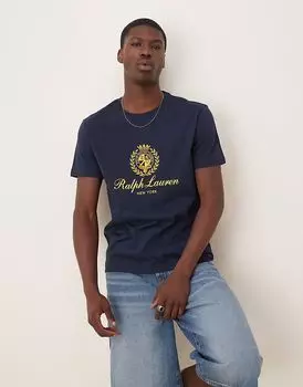 Футболка с логотипом Polo Ralph Lauren из пластизоля темно-синего цвета