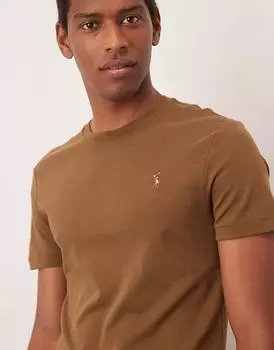 Футболка с логотипом Polo Ralph Lauren из хлопка пима коричневого цвета