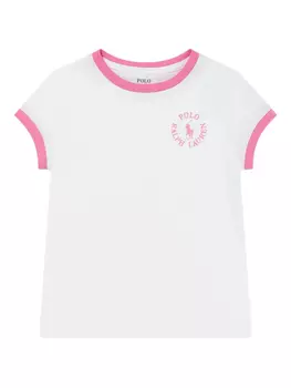 Футболка с логотипом POLO RALPH LAUREN KIDS с контрастной отделкой, белый