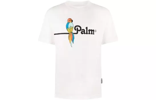 Футболка с логотипом попугая Palm Angels, белый