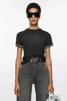 Футболка с логотипом - приталенный крой Acne Studios, выцветший черный