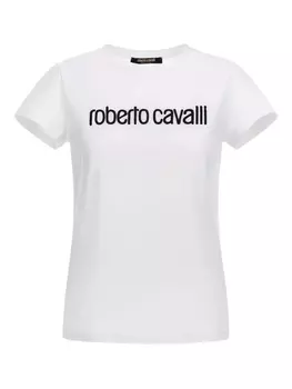 Футболка с логотипом Roberto Cavalli, белый