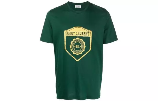 Футболка с логотипом Saint Laurent, зеленый