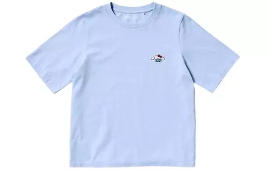 Футболка с логотипом Sanrio Co-branded Model, женская, бирюзового цвета Uniqlo