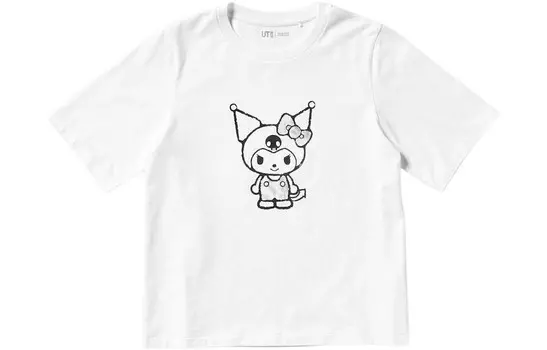 Футболка с логотипом Sanrio Co-branded Model, женская, белая Uniqlo