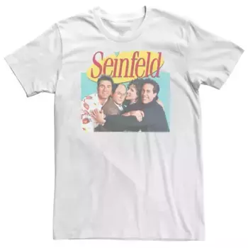 Футболка с логотипом "Seinfeld" и актерским составом больших размеров Licensed Character, белый