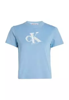 Футболка с логотипом спереди, женская Calvin Klein Jeans, цвет Cez Dusk Blue