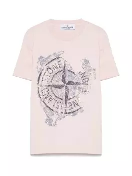 Футболка с логотипом Stone Island Junior, розовый