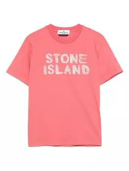 Футболка с логотипом Stone Island Junior, розовый