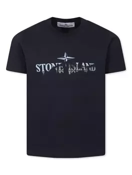 Футболка с логотипом Stone Island Junior, синий