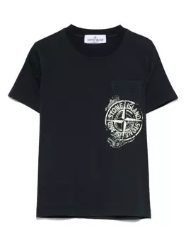 Футболка с логотипом Stone Island Junior, синий