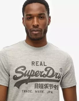 Футболка с логотипом Superdry Vintage в спортивном сером меланжевом цвете