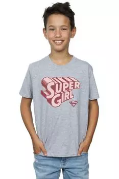 Футболка с логотипом Supergirl в стиле ретро DC Comics, серый