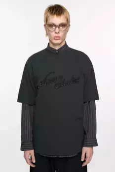 Футболка с логотипом - Свободный крой Acne Studios, выцветший черный