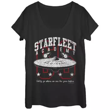 Футболка с логотипом университета Star Trek Академии Звездного Флота и овальным вырезом для юниоров Licensed Character