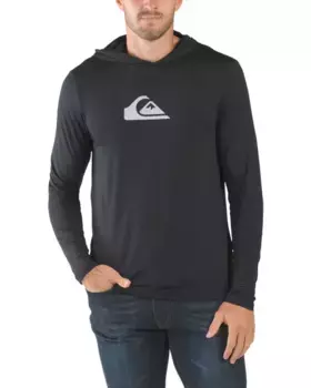 Футболка с логотипом Upf 50 и капюшоном Quiksilver, черный