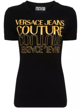 Футболка с логотипом Upside Down Versace Jeans Couture, черный