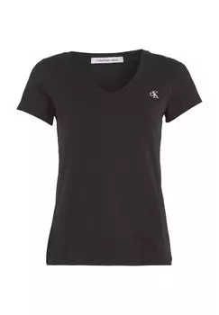 Футболка с логотипом, V-образный вырез, женская Calvin Klein Jeans, цвет Bae Black