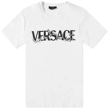 Футболка с логотипом Versace Baroque, белый/черный