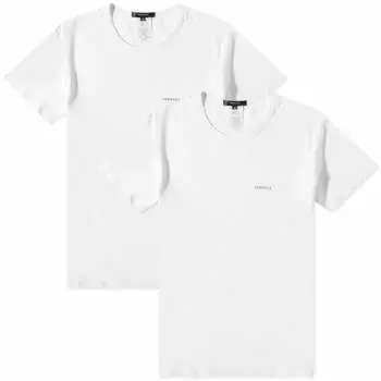 Футболка с логотипом Versace из эластичного хлопка — комплект из 2 штук, белый