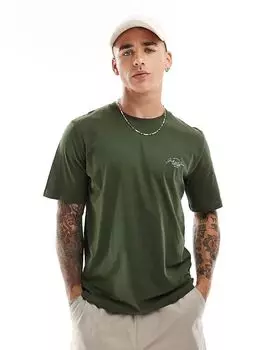 Футболка с логотипом в цвете хаки Jack & Jones
