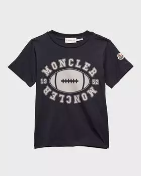 Футболка с логотипом в футбольном стиле для мальчиков Moncler, цвет Blue
