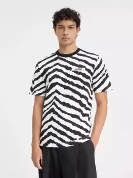 Футболка с логотипом в репсовую зебру Le Gr Grain Jacquemus, черно-белый