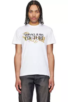 Футболка с логотипом в стиле барокко Versace Jeans Couture, мультиколор