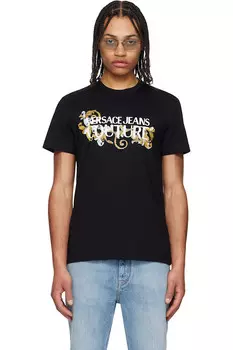 Футболка с логотипом в стиле барокко Versace Jeans Couture, мультиколор