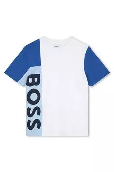 Футболка с логотипом в стиле колор-блок Boss Kidswear, белый