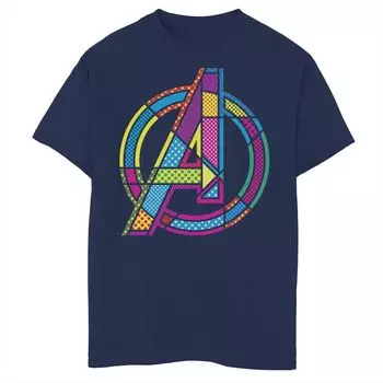 Футболка с логотипом в стиле поп-арт и комиксами Marvel Avengers для мальчиков 8–20 лет Marvel, синий