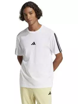 Футболка с логотипом в три полосы adidas, белый/черный