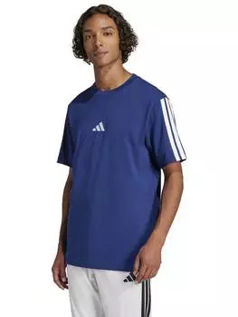 Футболка с логотипом в три полосы adidas, цвет Dark Blue/White