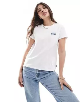 Футболка с логотипом в виде крыла летучей мыши Perfect Sunset Embroid белого цвета Levi's