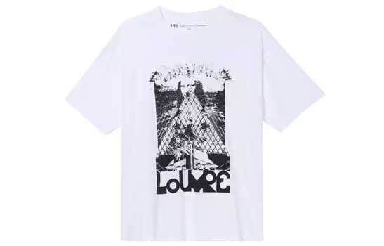 Футболка с логотипом X Louvre, унисекс, белая Uniqlo, белый