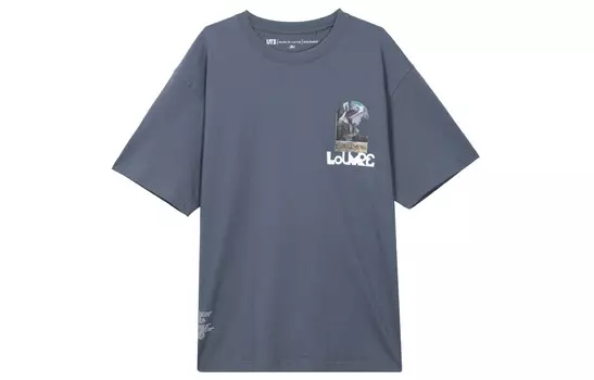 Футболка с логотипом X Louvre, унисекс, серая Uniqlo, серый