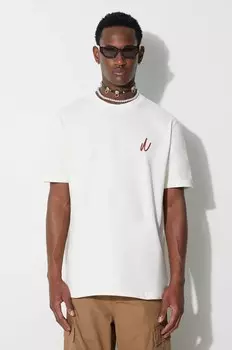 Футболка с логотипом Yogannes из органического цепного стежка, хлопковая футболка Norse Projects, бежевый