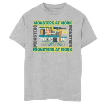 Футболка с логотипом здания для мальчиков 8–20 лет Disney/Pixar's Monsters At Work Licensed Character