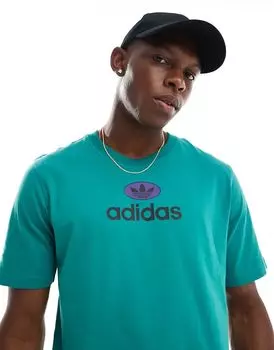 Футболка с логотипом зеленого цвета adidas Originals