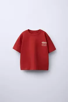 Футболка с лозунгом heavyweight ZARA, красный