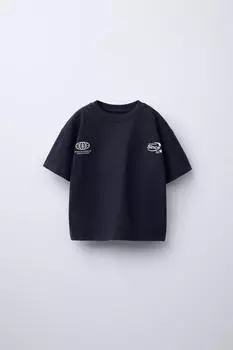 Футболка с лозунгом heavyweight ZARA, синий