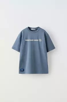 Футболка с лозунгом wsl ZARA, выцветший синий