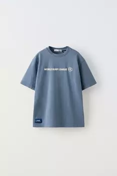 Футболка с лозунгом wsl ZARA, выцветший синий