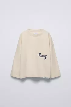Футболка с лозунгом ZARA, экрю
