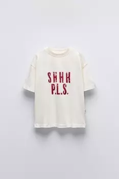 Футболка с лозунгом ZARA, экрю