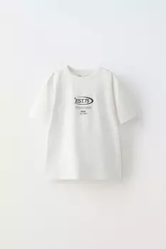 Футболка с лозунгом ZARA, белый